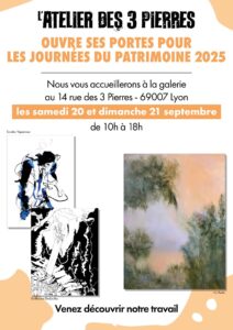 L'Atelier des 3 Pierres vous accueille pour les journées du Patrimoine du 20 & 21 septembre 2025